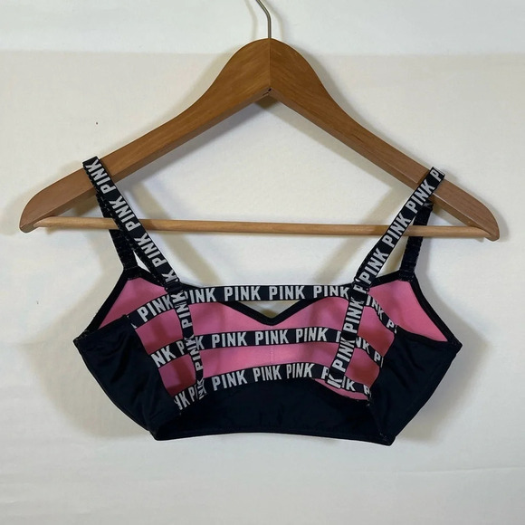 Women’s PINK by Victoria's Secret Black Padded Cross Cross Back Bra Size Small - Picture 2 of 4